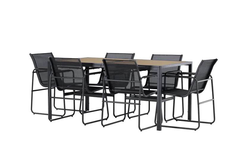 Lampedusa Ruokailuryhmä Ulkokäyttöön 6-istuttava - Musta - Puutarhakalusteet - Ulkoryhmä - Ruokailuryhmät ulos