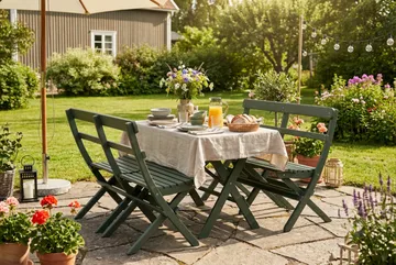 Landet ulkoruokailuryhmä 118x70x74 cm, 2 sohvaa - Vihreä - Puutarhakalusteet - Ulkoryhmä - Ruokailuryhmät ulos