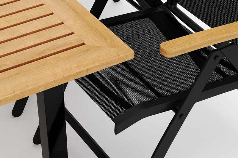 Las Vegas ulkoruokailuryhmä, jatkettava 220x280x100 cm, 8 Las Vegas -säätötuolilla - Musta - Puutarhakalusteet - Ulkoryhmä - Ruokailuryhmät ulos