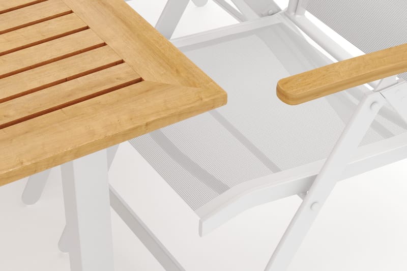 Las Vegas ulkoruokailuryhmä, jatkettava 220x280x100 cm, 8 Las Vegas -säätötuolilla - Valkoinen - Puutarhakalusteet - Ulkoryhmä - Ruokailuryhmät ulos