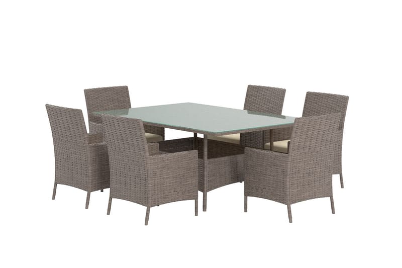 Lefkas ruokailuryhmä 150 cm, 6 tuolia ulkokäyttöön - Ruskea - Puutarhakalusteet - Ulkoryhmä - Ruokailuryhmät ulos