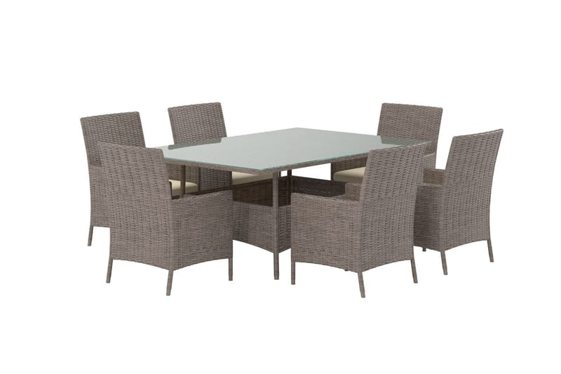 Lefkas ruokailuryhmä 150 cm, 6 tuolia ulkokäyttöön - Ruskea - Puutarhakalusteet - Ulkoryhmä - Ruokailuryhmät ulos