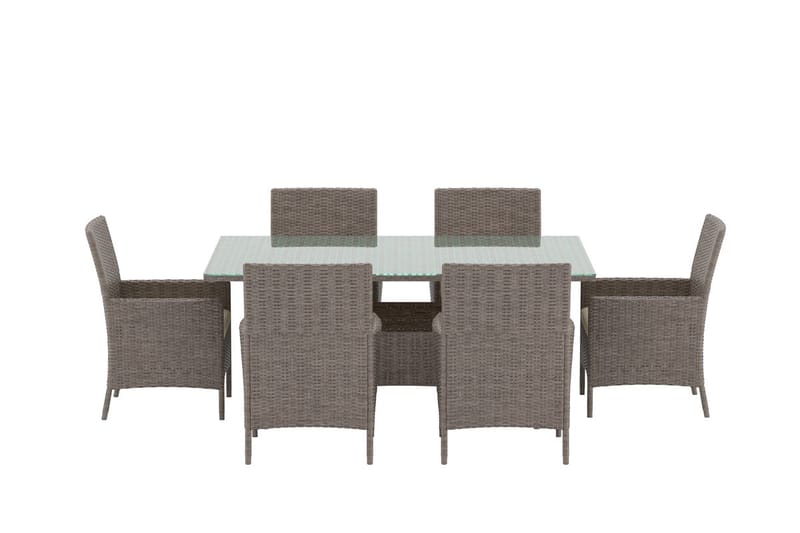 Lefkas ruokailuryhmä 150 cm, 6 tuolia ulkokäyttöön - Ruskea - Puutarhakalusteet - Ulkoryhmä - Ruokailuryhmät ulos