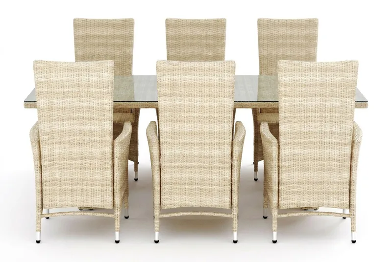 Majestic Matgrupp Utomhus 210 + 6 Jenny Ställbar Fåtölj Comfort Garden Beige - Puutarhakalusteet - Ulkoryhmä - Ruokailuryhmät ulos