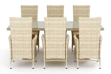 Majestic ulkoruokaryhmä 210 + 6 Jenny-säädettävää nojatuolia Comfort Garden Beige - Puutarhakalusteet - Ulkoryhmä - Ruokailuryhmät ulos