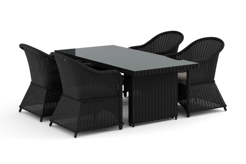 Marcus-ulkoruokailuryhmä 160x90 cm, 4 Marcus Light -ulkono jatuolia - Musta - Puutarhakalusteet - Ulkoryhmä - Ruokailuryhmät ulos