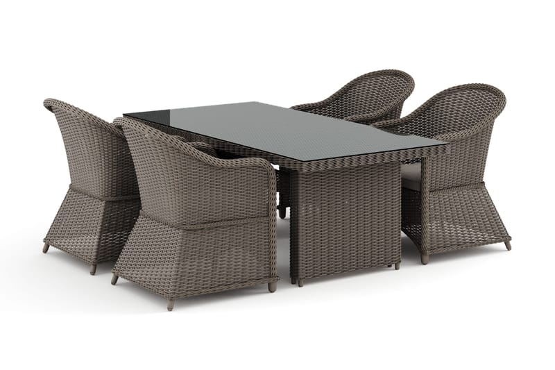 Marcus-ulkoruokailuryhmä 160x90 cm, 4 Marcus-ulkono jatuolia, Harmaa