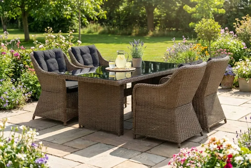 Marcus-ulkoruokailuryhmä 160x90 cm, 4 Marcus-ulkono jatuolia - Luonnonvärinen - Puutarhakalusteet - Ulkoryhmä - Ruokailuryhmät ulos