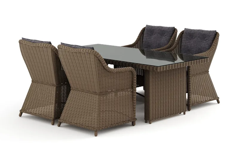 Marcus-ulkoruokailuryhmä 160x90 cm, 4 Marcus-ulkono jatuolia, Luonnonvärinen