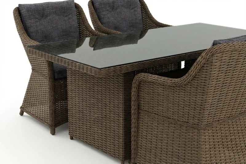 Marcus-ulkoruokailuryhmä 160x90 cm, 4 Marcus-ulkono jatuolia - Luonnonvärinen - Puutarhakalusteet - Ulkoryhmä - Ruokailuryhmät ulos