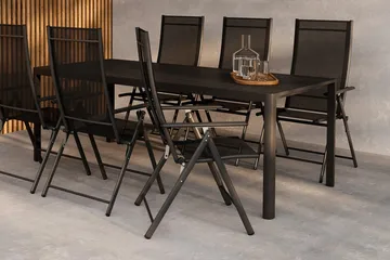 Matgrupp Venture Home Svart Svart 6st - Puutarhakalusteet - Ulkoryhmä - Ruokailuryhmät ulos