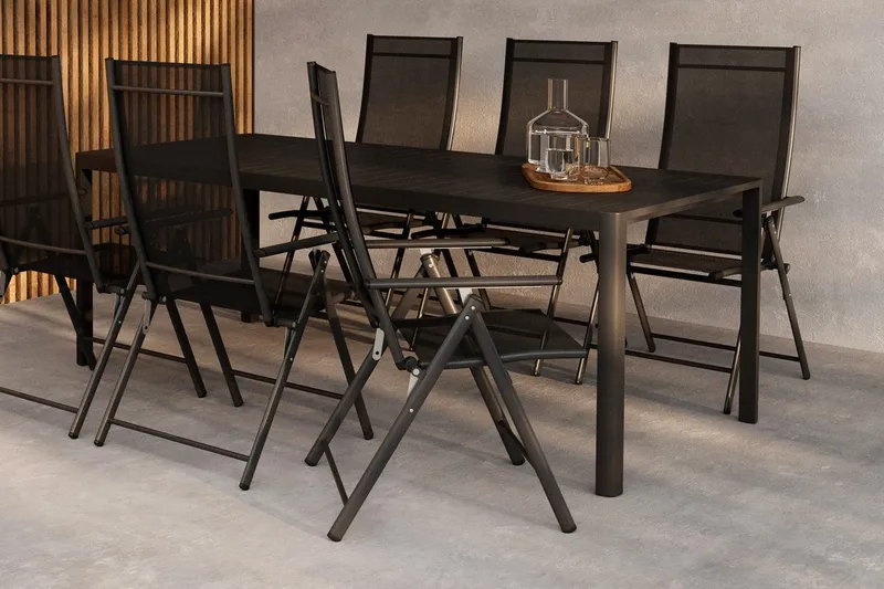 Matgrupp Venture Home Svart Svart 6st - Puutarhakalusteet - Ulkoryhmä - Ruokailuryhmät ulos
