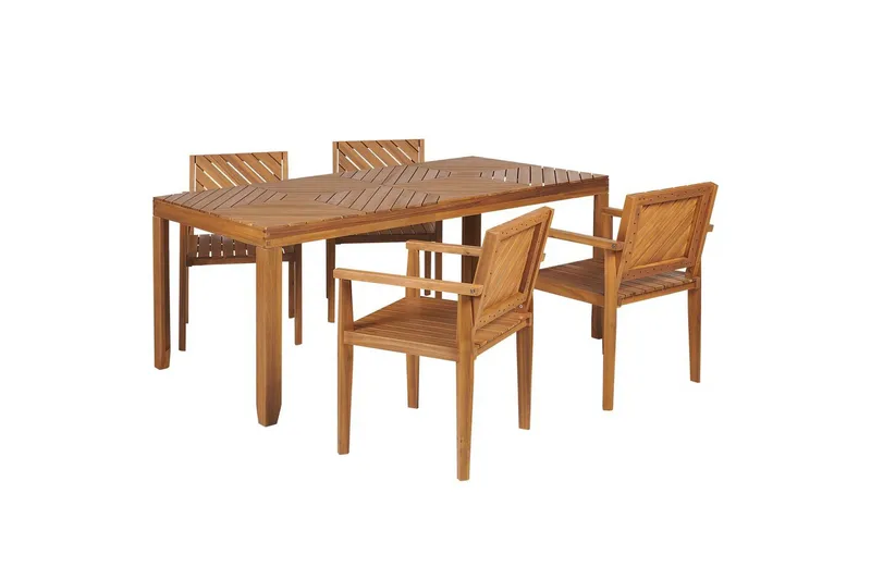 Matsalsset Beliani Baratti 4-Sits Light wood, undefined