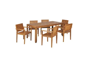 Matsalsset Beliani Baratti 6-Sits Light wood - Puutarhakalusteet - Ulkoryhmä - Ruokailuryhmät ulos