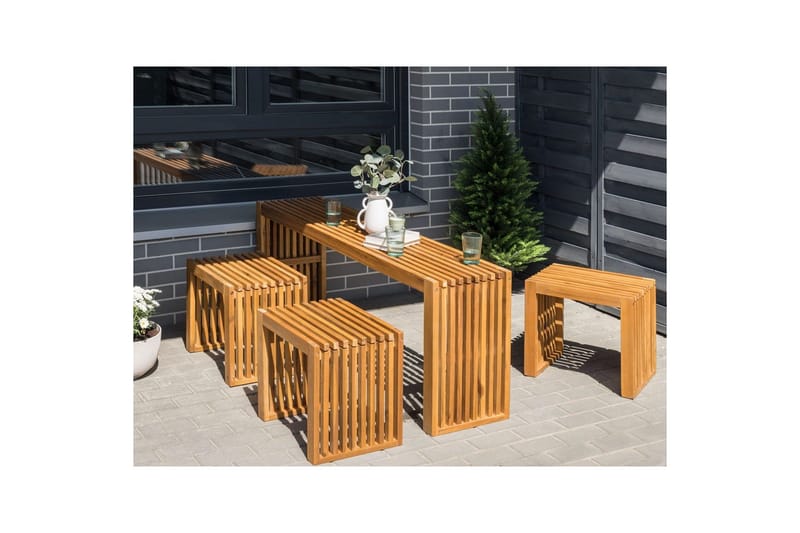 Matsalsset Beliani Bellano 3-Sits Light wood - Puutarhakalusteet - Ulkoryhmä - Ruokailuryhmät ulos