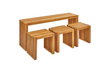 Matsalsset Beliani Bellano 3-Sits Light wood - Puutarhakalusteet - Ulkoryhmä - Ruokailuryhmät ulos