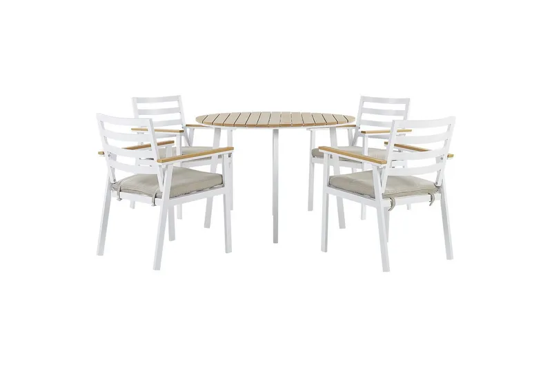 Matsalsset Beliani Cavoli Vit/ljust trä/beige White||Light wood||Beige, undefined