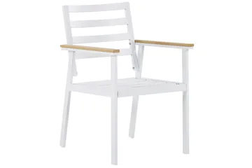 Matsalsset Beliani Cavoli Vit/ljust trä/beige White||Light wood||Beige - Puutarhakalusteet - Ulkoryhmä - Ruokailuryhmät ulos