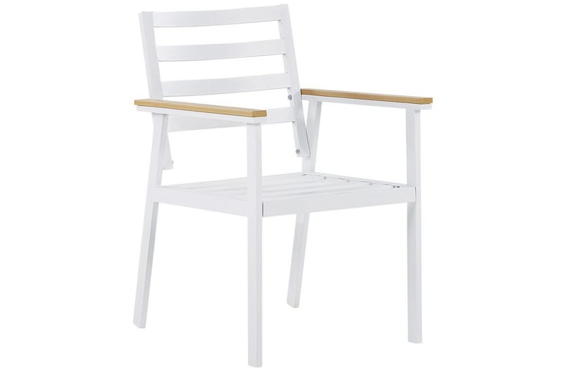 Matsalsset Beliani Cavoli Vit/ljust trä/beige White||Light wood||Beige - Puutarhakalusteet - Ulkoryhmä - Ruokailuryhmät ulos