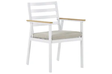 Matsalsset Beliani Cavoli Vit/ljust trä/beige White||Light wood||Beige - Puutarhakalusteet - Ulkoryhmä - Ruokailuryhmät ulos