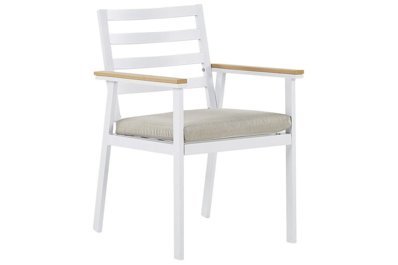 Matsalsset Beliani Cavoli Vit/ljust trä/beige White||Light wood||Beige - Puutarhakalusteet - Ulkoryhmä - Ruokailuryhmät ulos