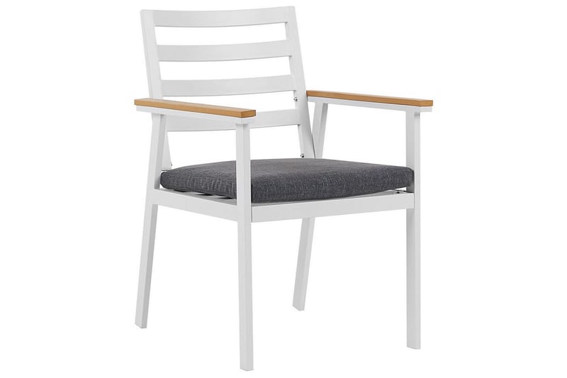 Matsalsset Beliani Cavoli Vit/ljust trä/beige White||Light wood||Grey - Puutarhakalusteet - Ulkoryhmä - Ruokailuryhmät ulos