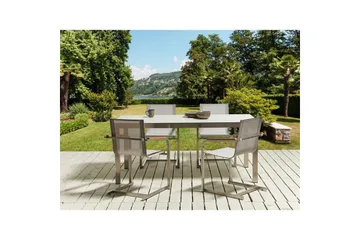 Matsalsset Beliani Cosoleto Grå/Silver, 4-Sits White||Beige||Silver - Puutarhakalusteet - Ulkoryhmä - Ruokailuryhmät ulos