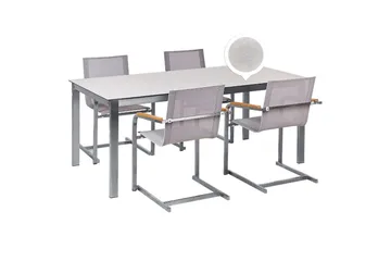 Matsalsset Beliani Cosoleto Grå/Silver, 4-Sits White||Beige||Silver - Puutarhakalusteet - Ulkoryhmä - Ruokailuryhmät ulos