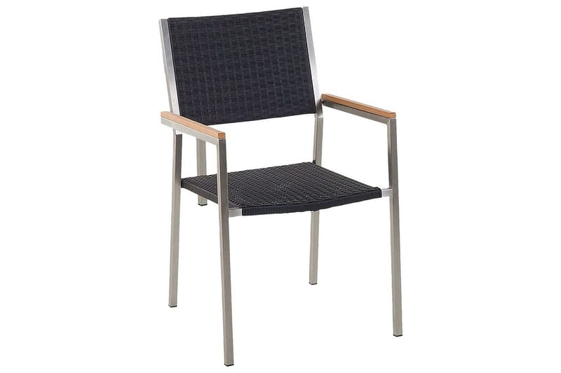 Matsalsset Beliani Cosoleto/Grosseto Grå/Silver, 6-Sits Black||Silver - Puutarhakalusteet - Ulkoryhmä - Ruokailuryhmät ulos