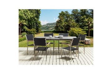 Matsalsset Beliani Cosoleto/Grosseto Grå/Silver, 6-Sits Black||Silver - Puutarhakalusteet - Ulkoryhmä - Ruokailuryhmät ulos
