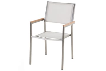 Matsalsset Beliani Cosoleto/Grosseto Grå/Silver, 6-Sits White Marble||Silver - Puutarhakalusteet - Ulkoryhmä - Ruokailuryhmät ulos