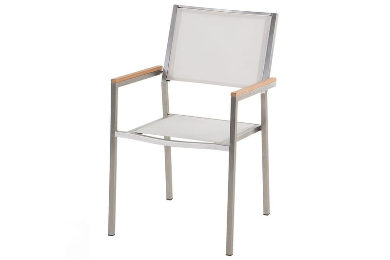 Matsalsset Beliani Cosoleto/Grosseto Grå/Silver, 6-Sits White Marble||Silver - Puutarhakalusteet - Ulkoryhmä - Ruokailuryhmät ulos