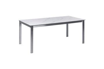 Matsalsset Beliani Cosoleto/Grosseto Grå/Silver, 6-Sits White Marble||Silver - Puutarhakalusteet - Ulkoryhmä - Ruokailuryhmät ulos
