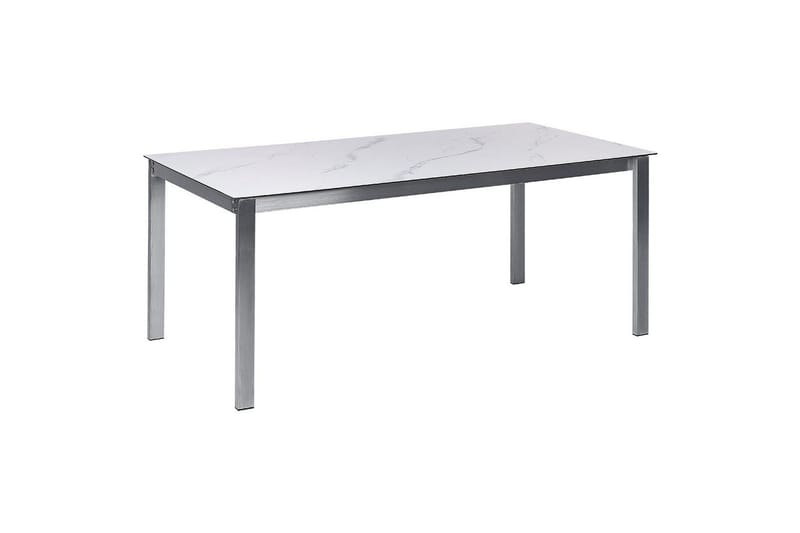Matsalsset Beliani Cosoleto/Grosseto Grå/Silver, 6-Sits White Marble||Silver - Puutarhakalusteet - Ulkoryhmä - Ruokailuryhmät ulos