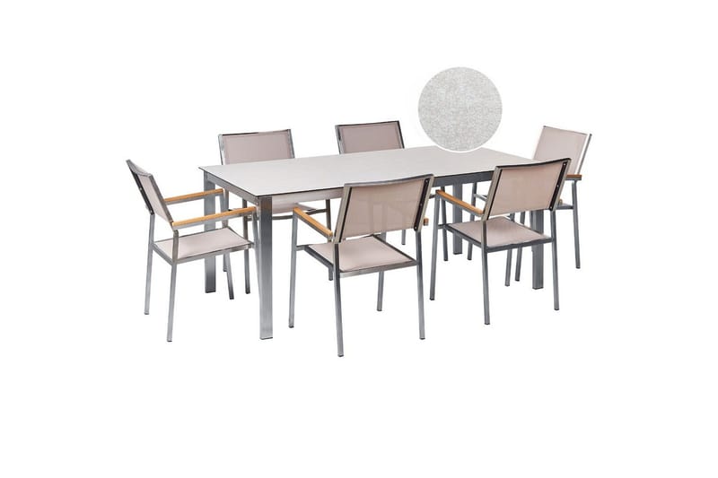Matsalsset Beliani Cosoleto/Grosseto Grå/Silver, 6-Sits White||Beige||Silver, undefined