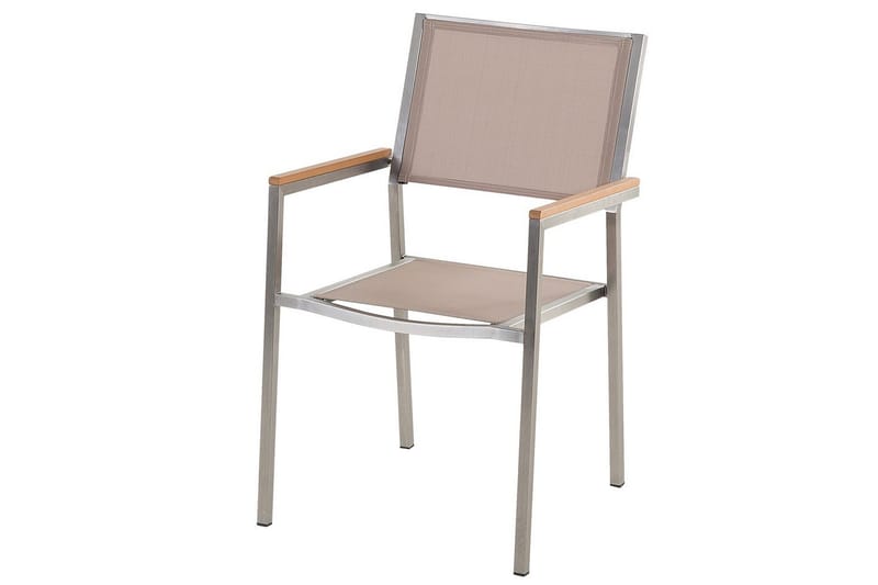 Matsalsset Beliani Cosoleto/Grosseto Grå/Silver, 6-Sits White||Beige||Silver - Puutarhakalusteet - Ulkoryhmä - Ruokailuryhmät ulos