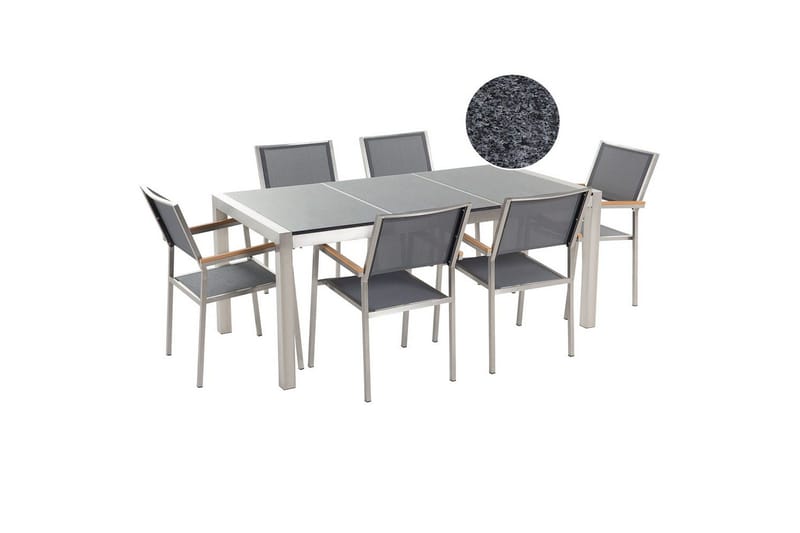 Matsalsset Beliani Grosseto Grafitgrå/Svart/Silver, 6-Sits Grey||Silver, undefined
