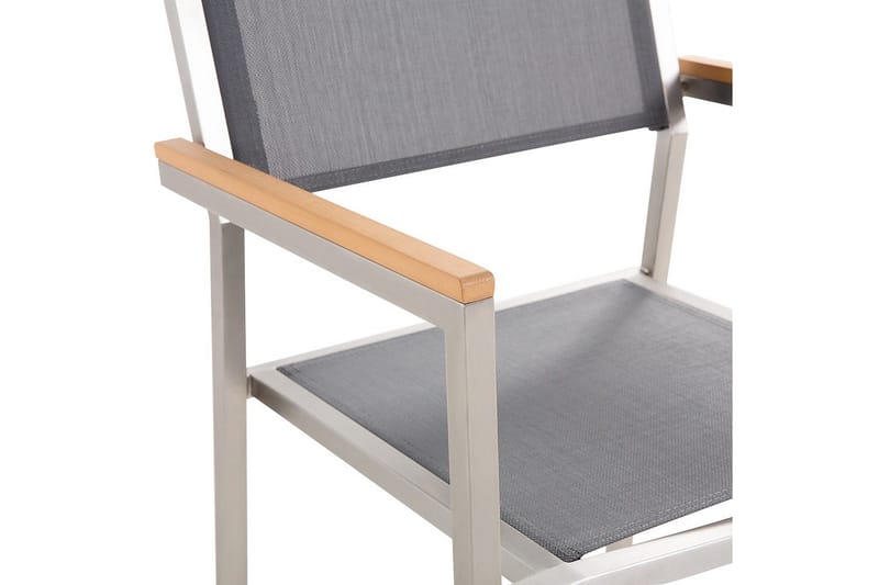 Matsalsset Beliani Grosseto Grafitgrå/Svart/Silver, 6-Sits Grey||Silver - Puutarhakalusteet - Ulkoryhmä - Ruokailuryhmät ulos