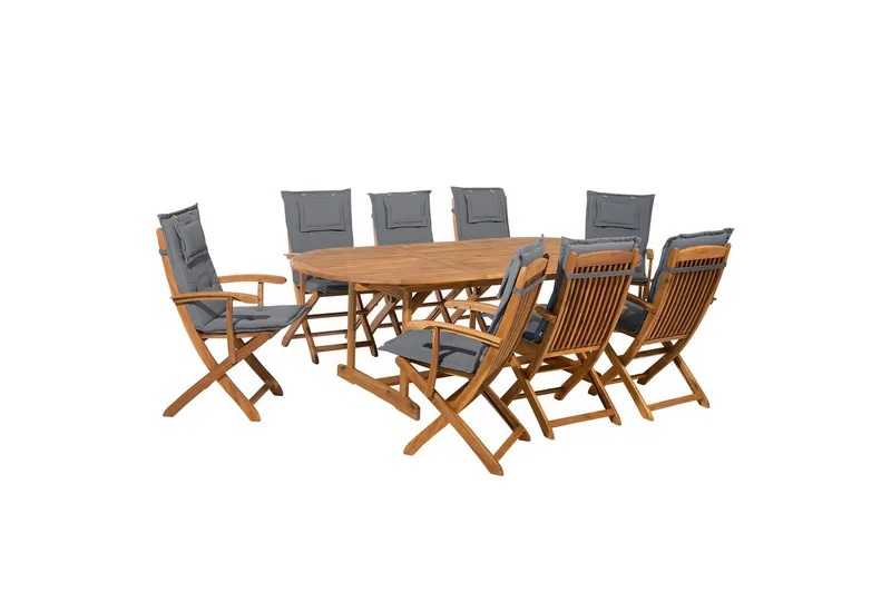 Matsalsset Beliani Maui 8-sits Grå/ljust trä Grey||Light wood, undefined