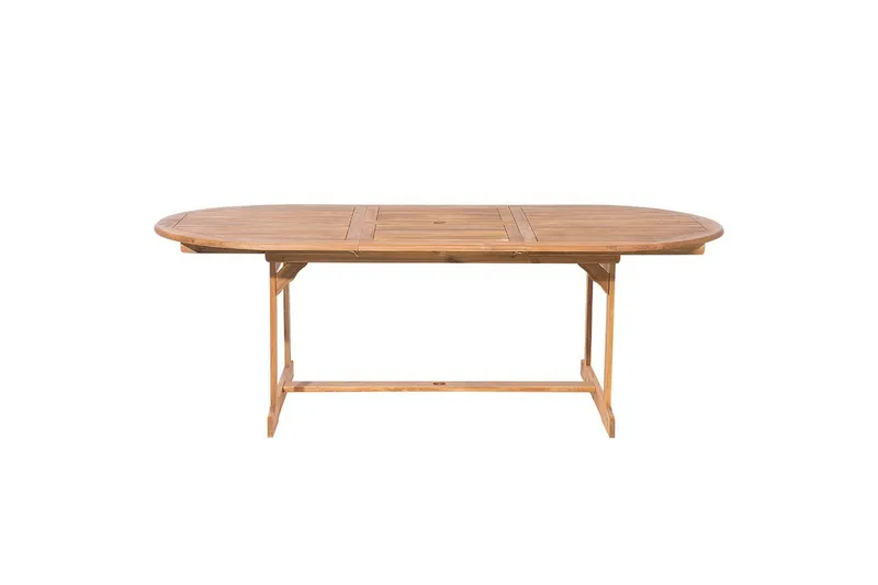 Matsalsset Beliani Maui 8-sits Grå/ljust trä Grey||Light wood - Puutarhakalusteet - Ulkoryhmä - Ruokailuryhmät ulos