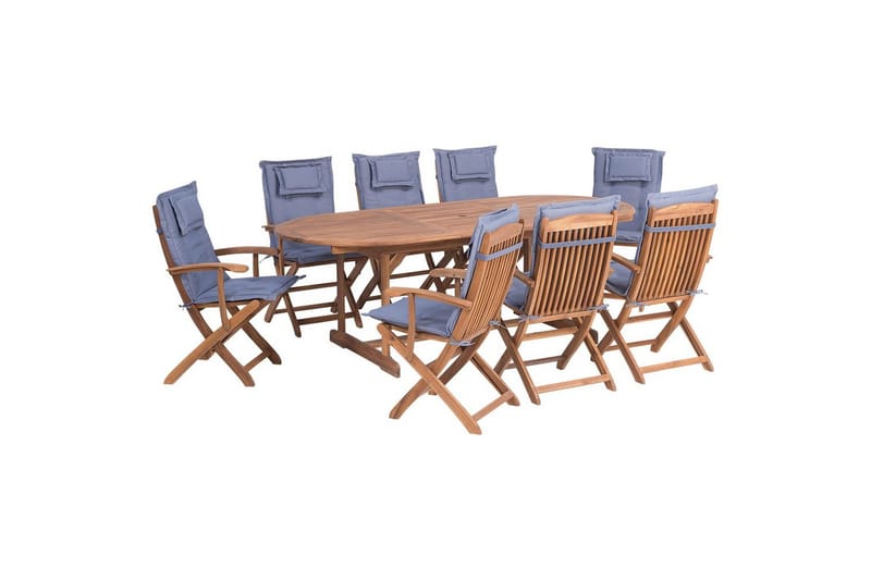 Matsalsset Beliani Maui 8-sits Grå/ljust trä Light wood||blue, undefined