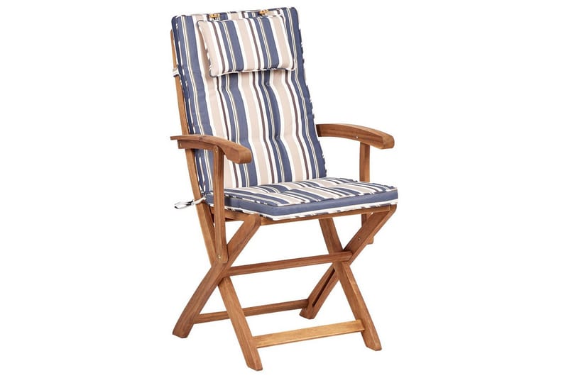 Matsalsset Beliani Maui II Flerfärgad/beige/blå/ljus trä, 8-Sits Multicolor||Beige||blue||Light wood - Puutarhakalusteet - Ulkoryhmä - Ruokailuryhmät ulos