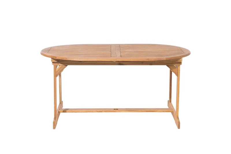 Matsalsset Beliani Maui med parasoll 8-sits Ljus trä/beige Light wood||Beige - Puutarhakalusteet - Ulkoryhmä - Ruokailuryhmät ulos
