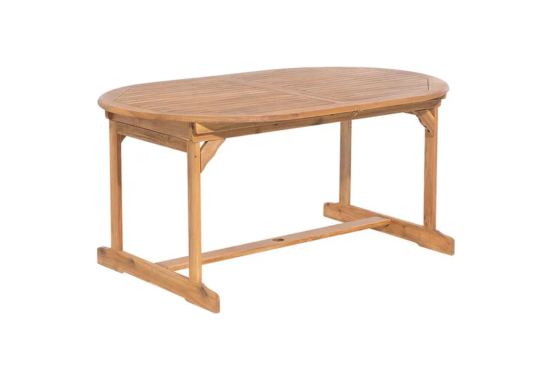 Matsalsset Beliani Maui med parasoll 8-sits Ljus trä/beige Light wood||Beige - Puutarhakalusteet - Ulkoryhmä - Ruokailuryhmät ulos