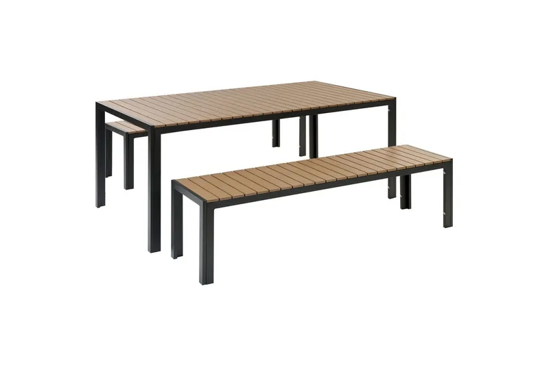 Matsalsset Beliani Nardo Ljus trä/svart Light wood||Black - Puutarhakalusteet - Ulkoryhmä - Ruokailuryhmät ulos