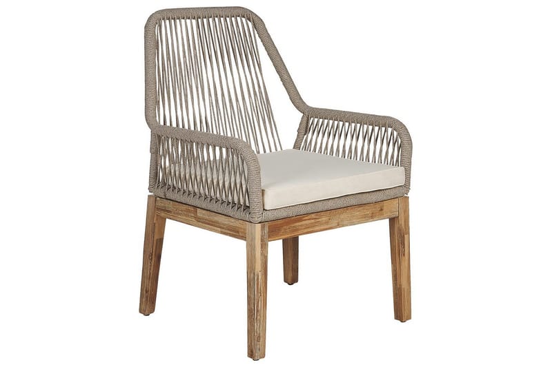 Matsalsset Beliani Oristano Grå/beige/ljus trä, 4-Sits Grey||Beige||Light wood - Puutarhakalusteet - Ulkoryhmä - Ruokailuryhmät ulos