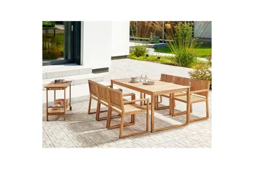 Matsalsset Beliani Sassari II 6-Sits Light wood - Puutarhakalusteet - Ulkoryhmä - Ruokailuryhmät ulos