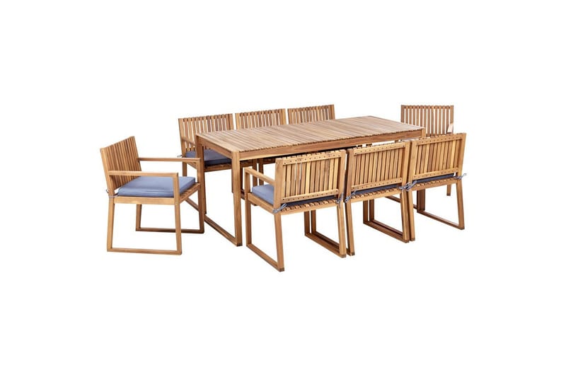 Matsalsset Beliani Sassari II 8-Sits Light wood||blue, undefined