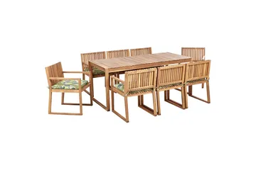 Matsalsset Beliani Sassari II 8-Sits Light wood||Light green