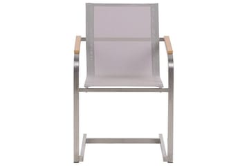 Matsalsset Beliani Valcanetto/Cosoleto Vit/Beige/Silver, 8-Sits White||Beige||Silver - Puutarhakalusteet - Ulkoryhmä - Ruokailuryhmät ulos